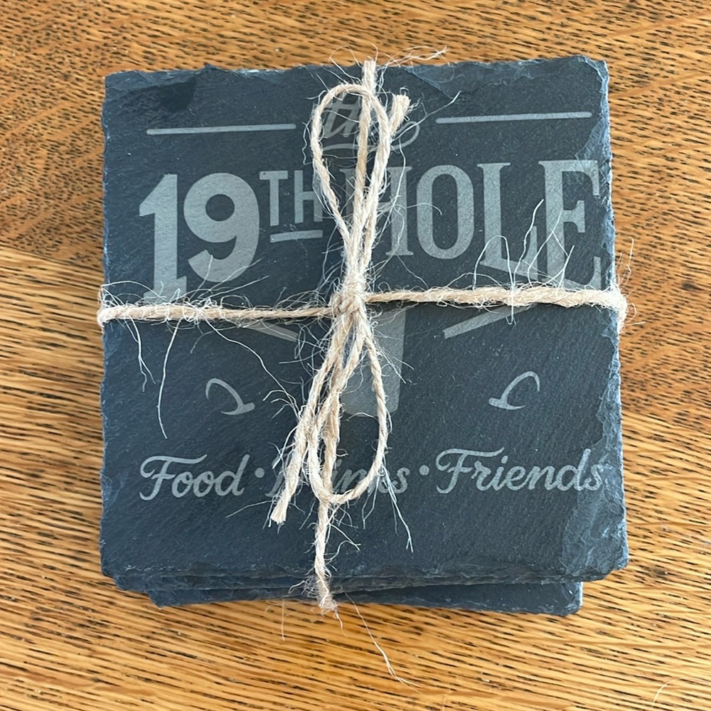 Brand New Slate Golf Theme Coasters